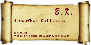 Brodafker Kalliszta névjegykártya